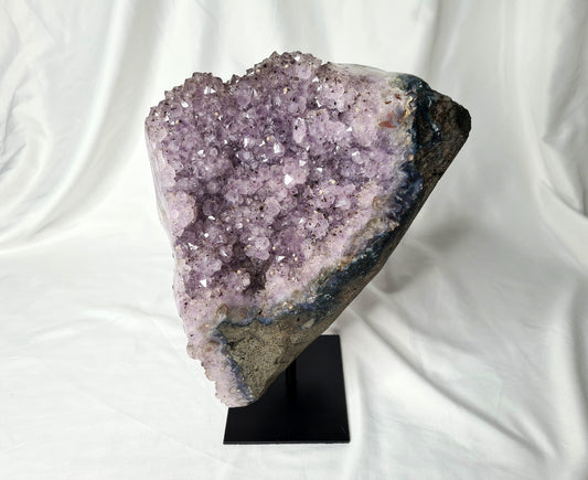 Lilac Amethyst Cluster with Stalactite & Calcite inclusions on Metal Stand - 6.7kg