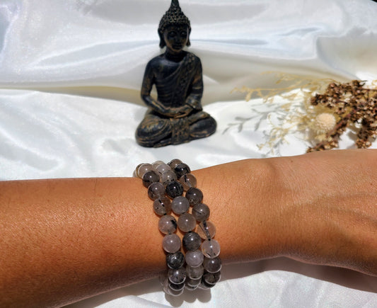 Black Tourmaline in Quartz Bracelet