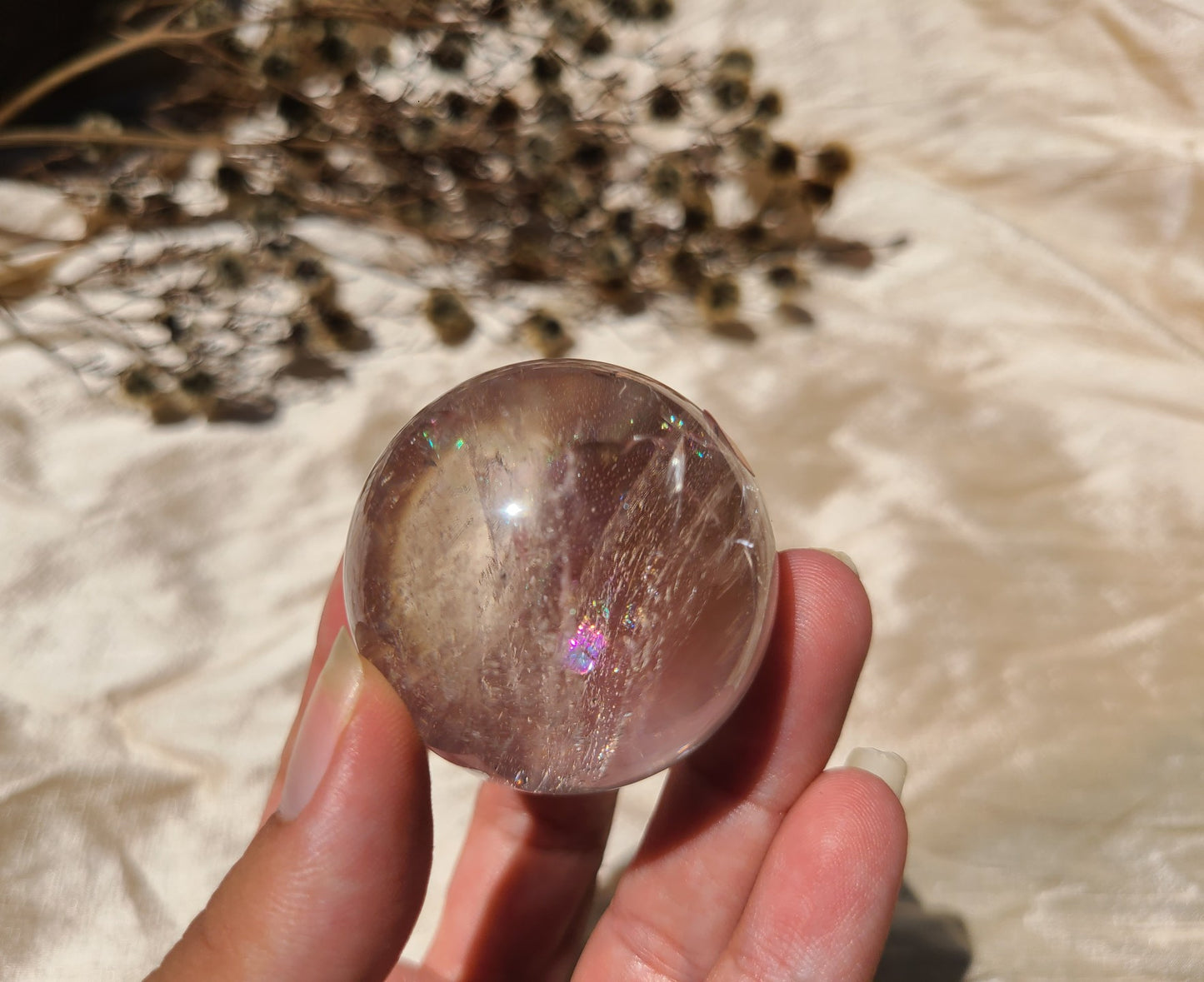 Clear Quartz Sphere with Rainbows 05 - Extra Quality