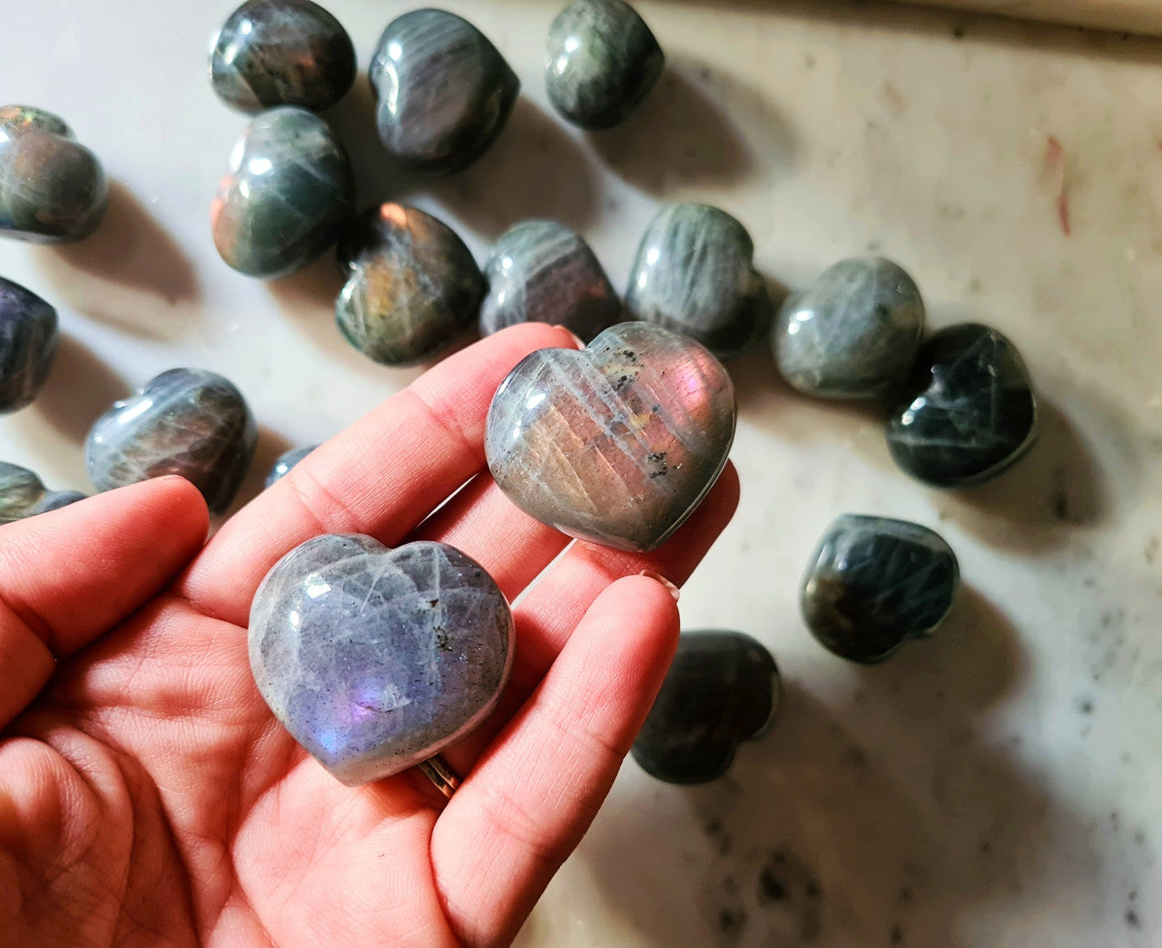 Flashy Rainbow Labradorite Heart - Small