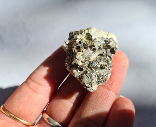 Pyrite and Clear Quartz Cluster Specimen 04