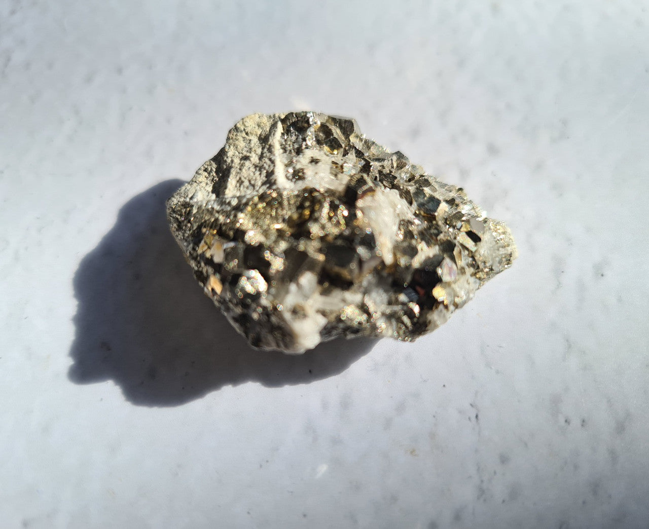 Pyrite and Clear Quartz Cluster Specimen 04