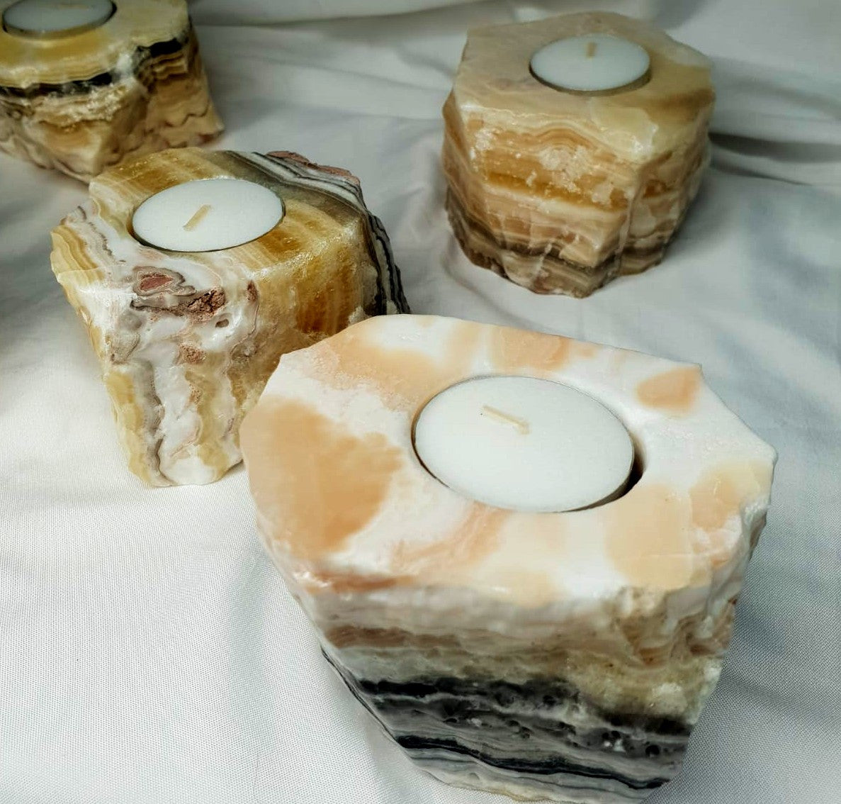 Zebra Calcite Candle Holder