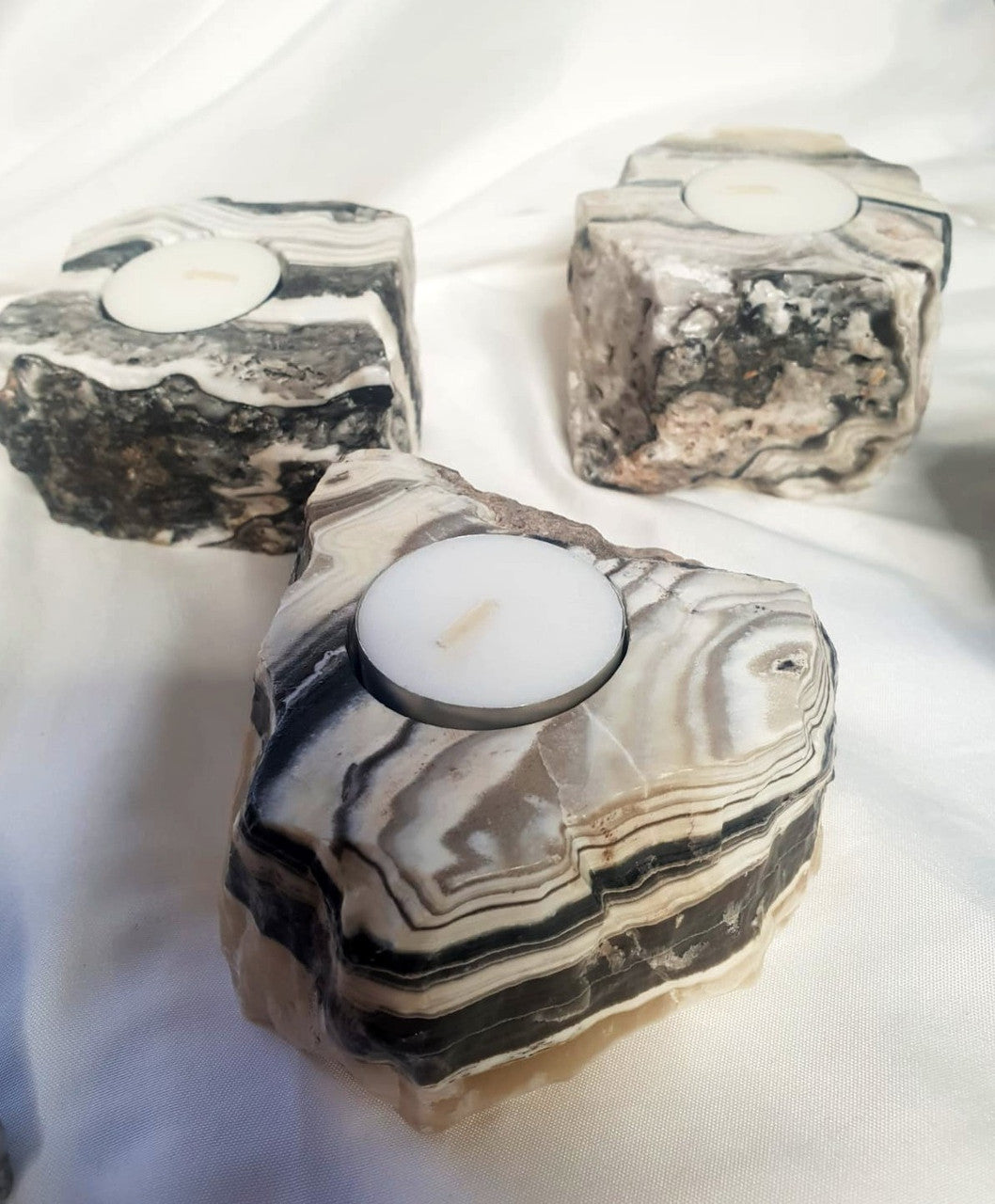 Zebra Calcite Candle Holder