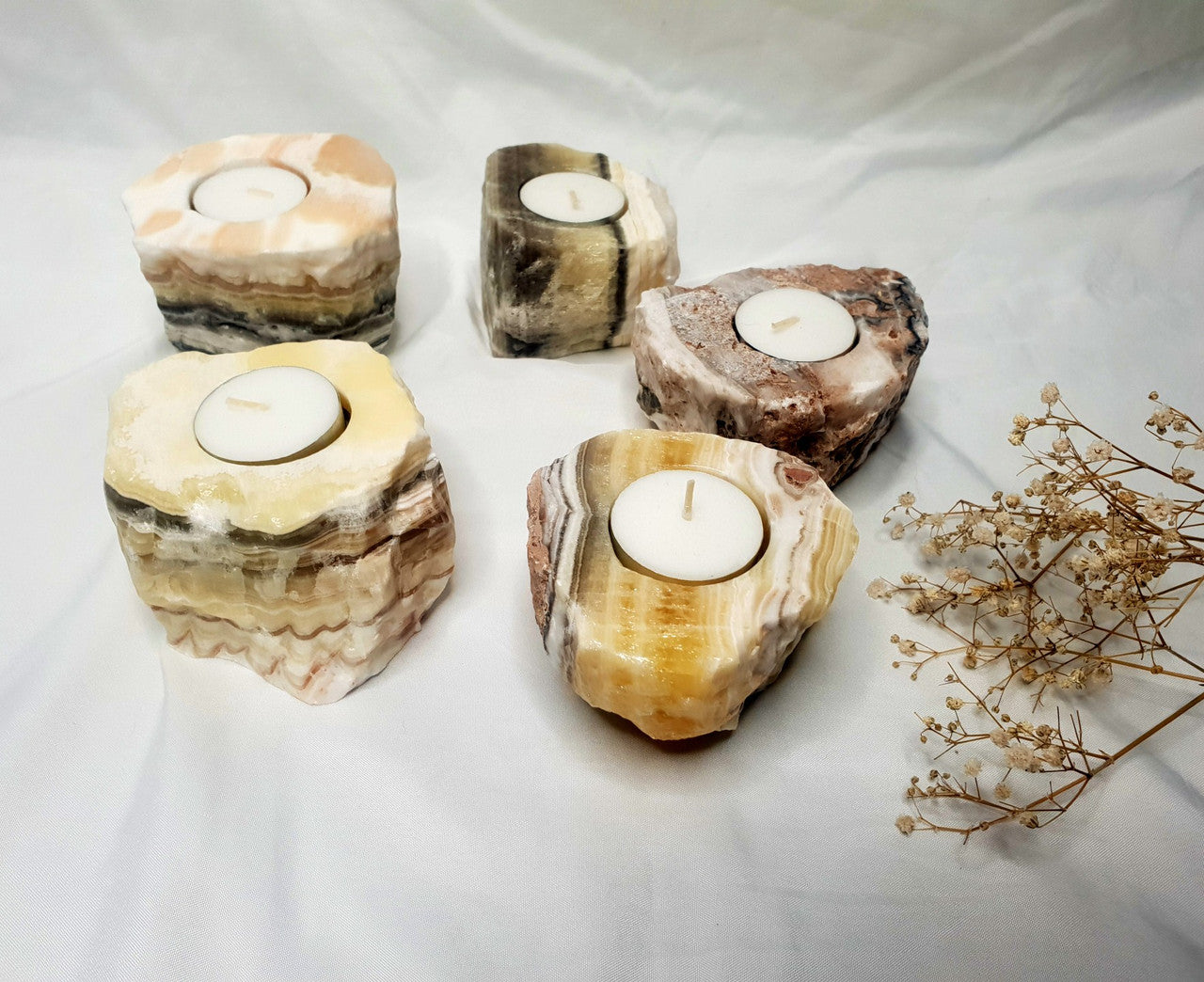 Zebra Calcite Candle Holder