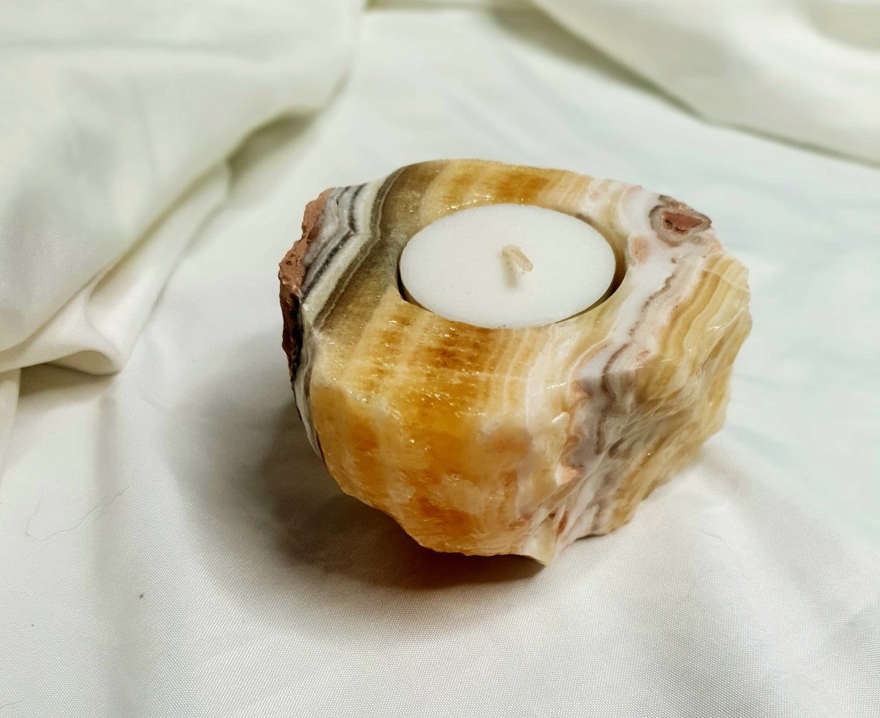 Zebra Calcite Candle Holder