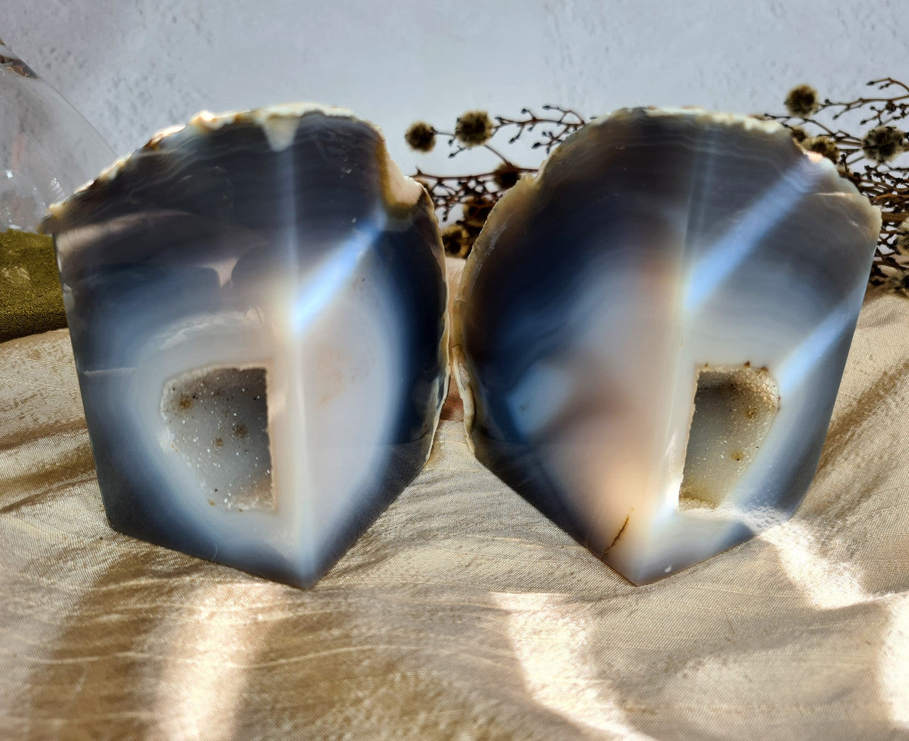 Natural Druzy Agate Bookends 02