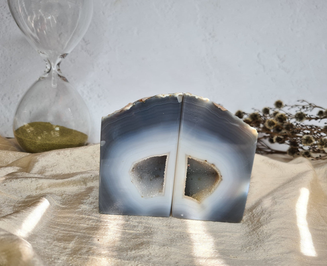 Natural Druzy Agate Bookends 02