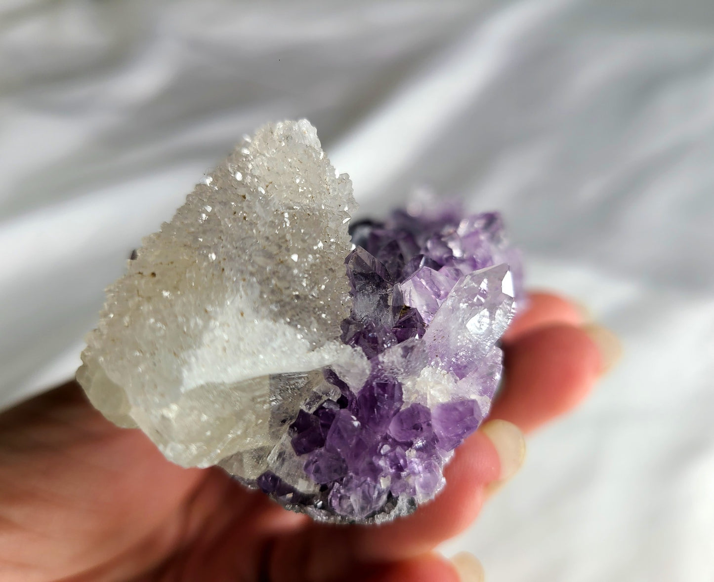 Amethyst and Sugar Calcite Cluster