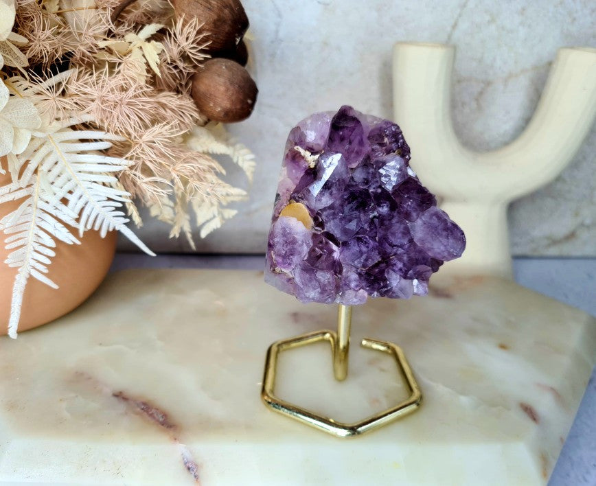 Amethyst Cluster on display stand 03