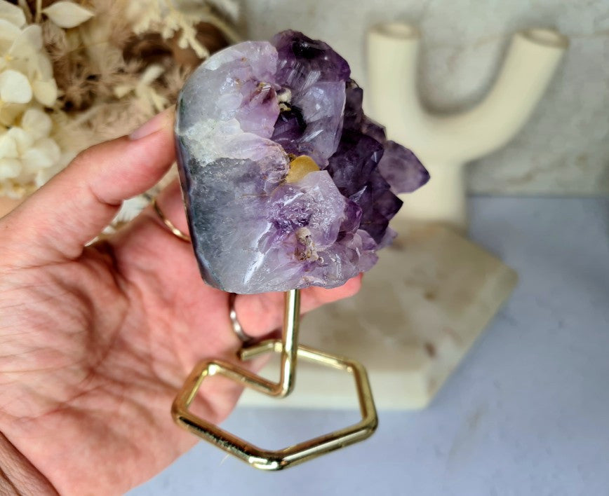 Amethyst Cluster on display stand 03