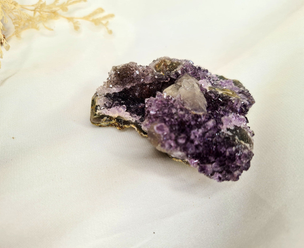 Flower Amethyst and Calcite Cluster 02