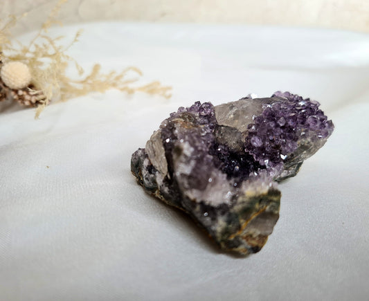 Flower Amethyst and Calcite Cluster 02