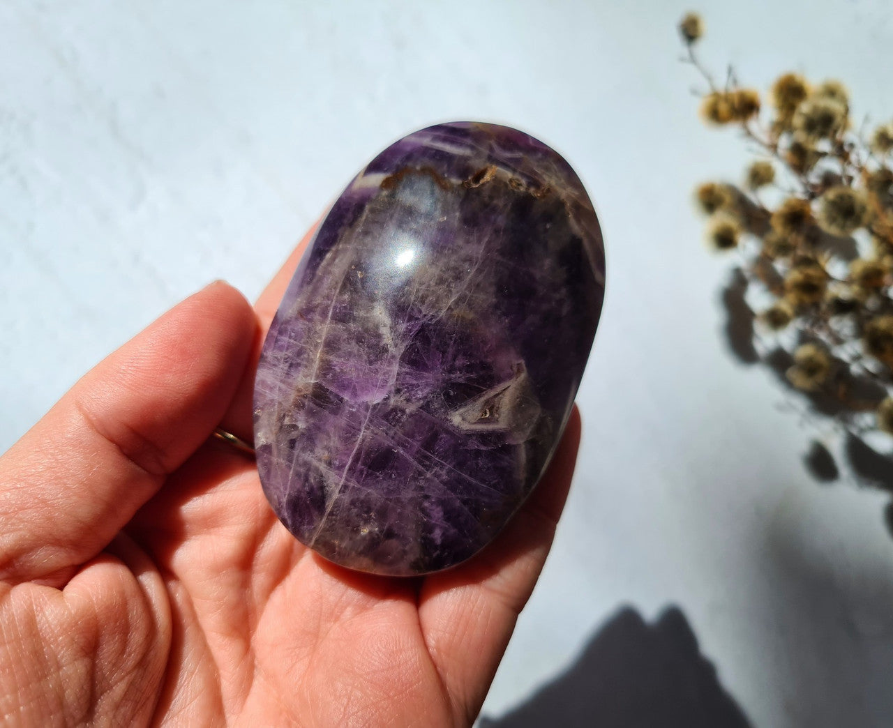 Dream Amethyst Palm Stone