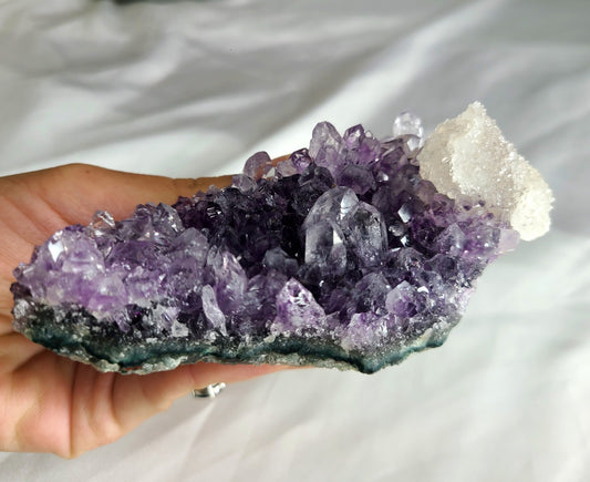 Amethyst and Sugar Calcite Cluster