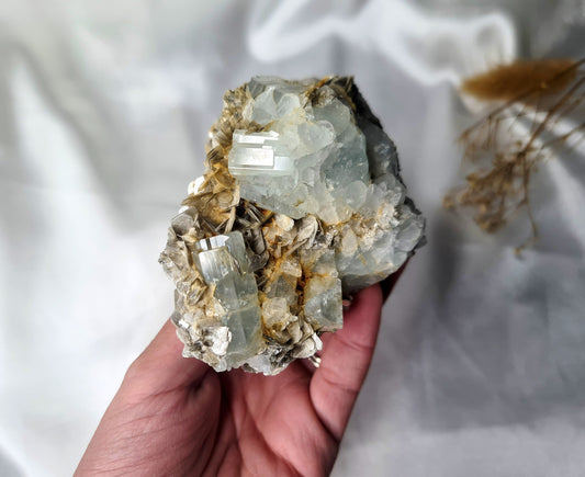 Natural Aquamarine and  Mica Specimen 02