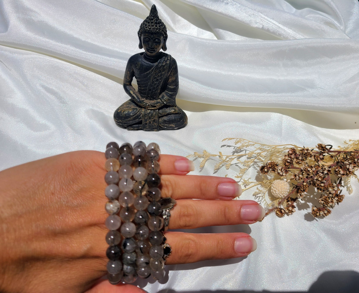 Black Tourmaline in Quartz Bracelet