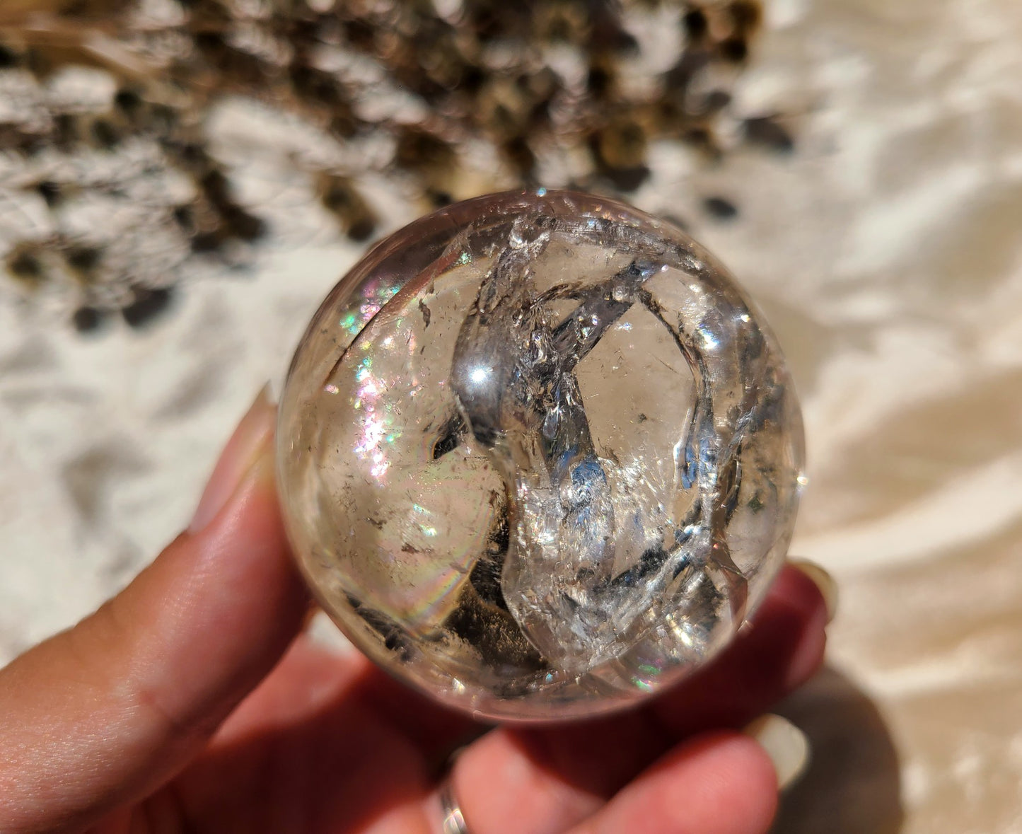 Clear Quartz Sphere with Rainbows 01 - Extra Quality