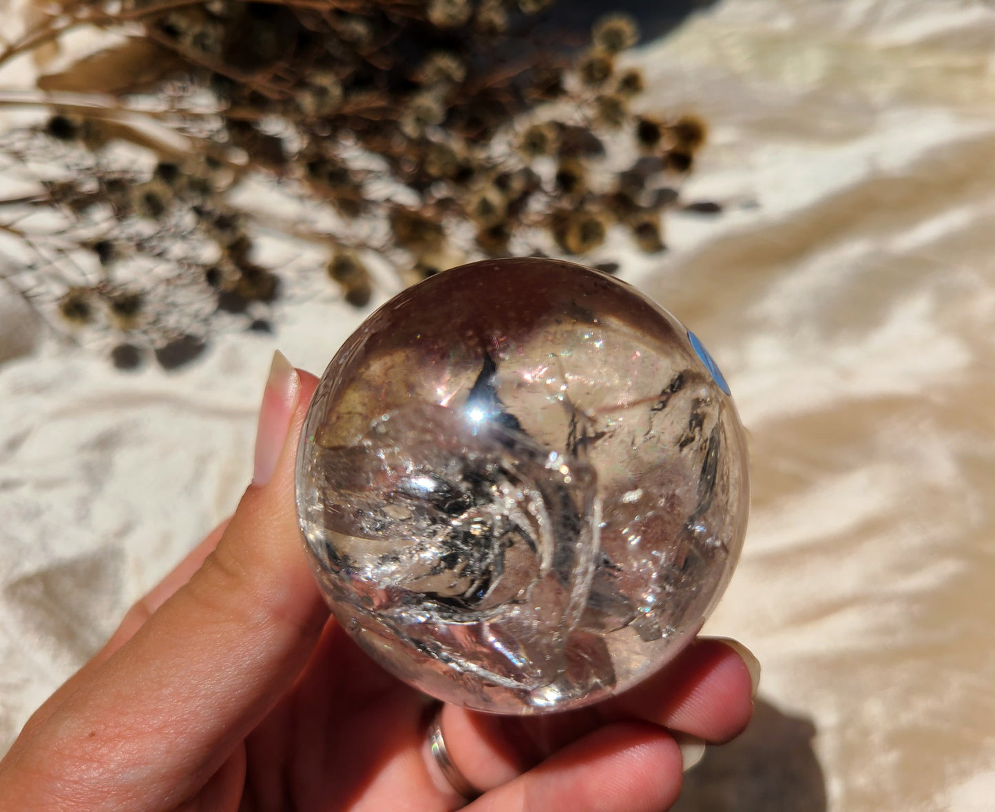 Clear Quartz Sphere with Rainbows 01 - Extra Quality