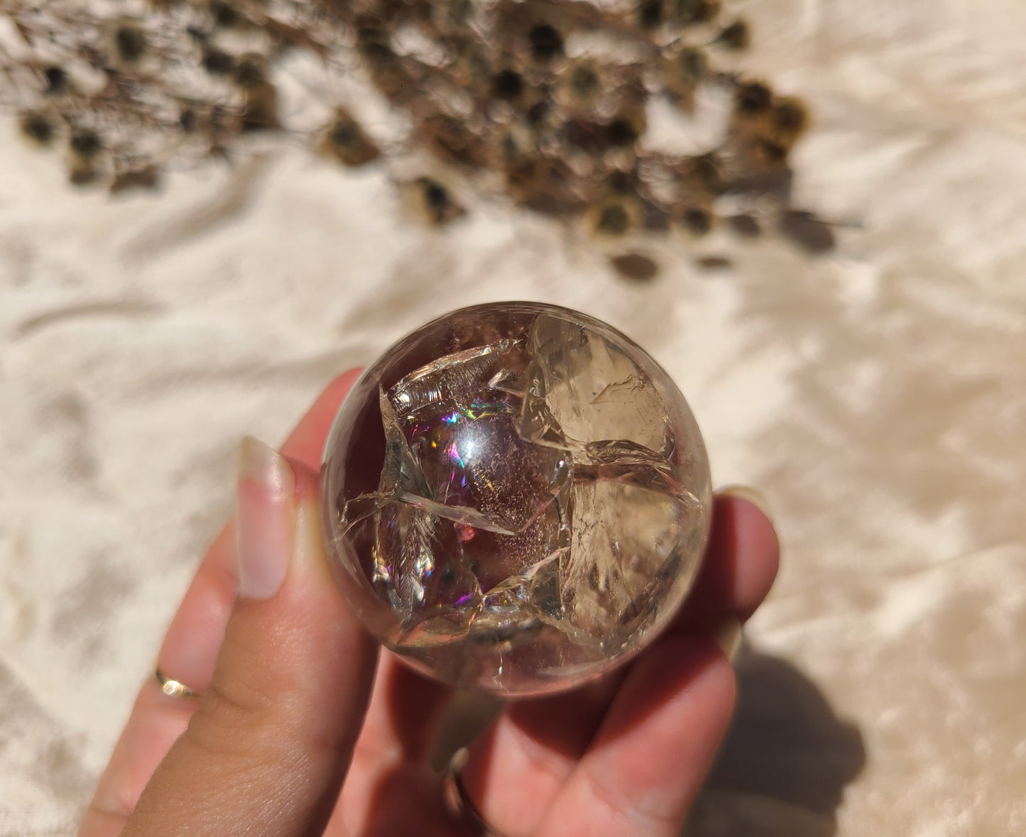 Clear Quartz Sphere with Rainbows 04 - Extra Quality