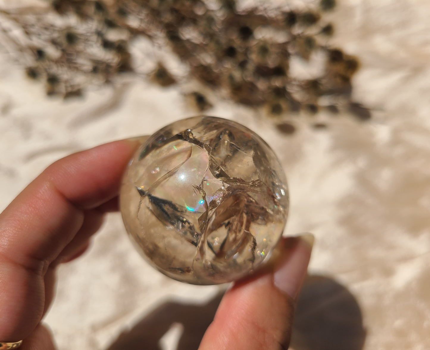 Clear Quartz Sphere with Rainbows 04 - Extra Quality