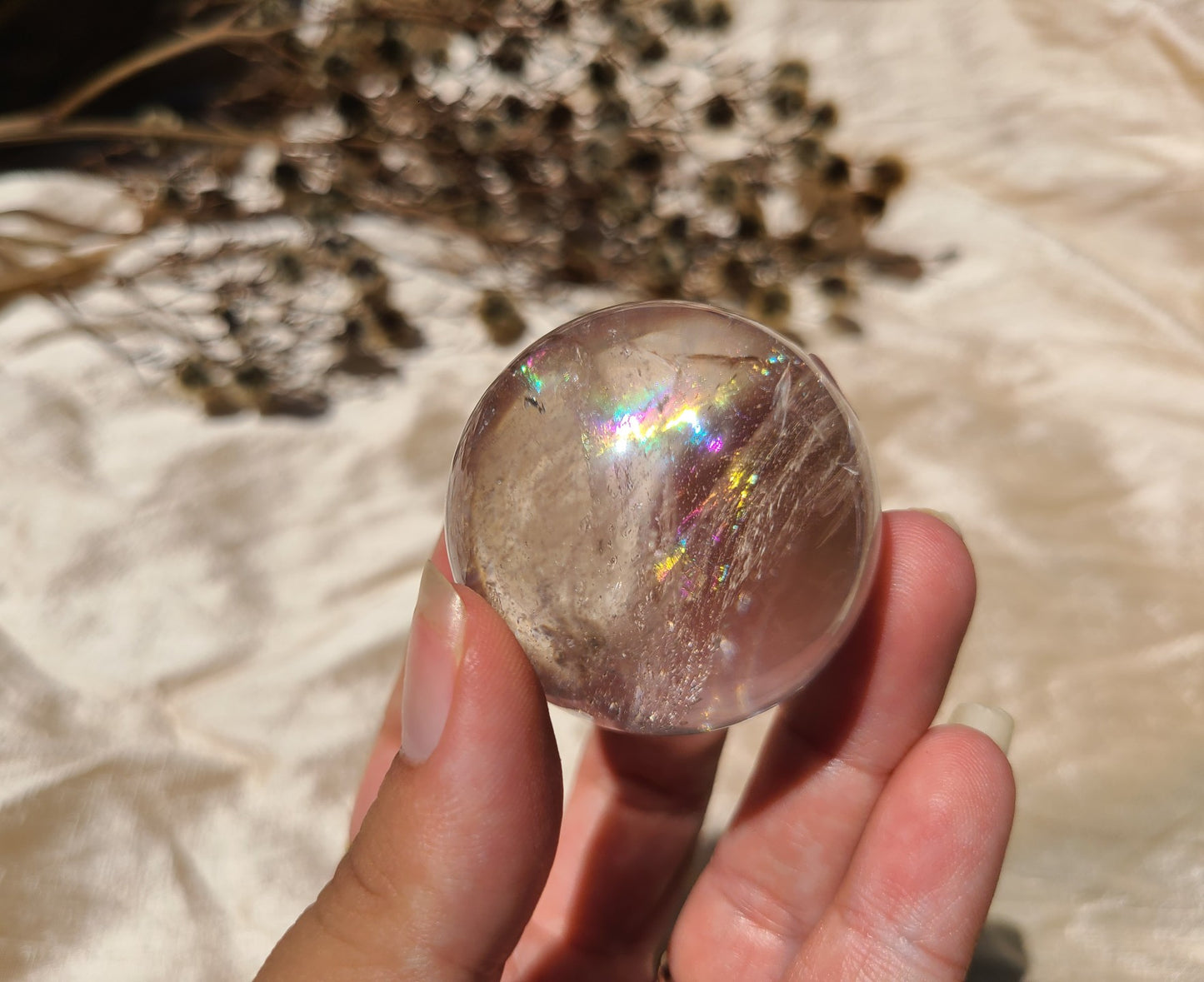 Clear Quartz Sphere with Rainbows 05 - Extra Quality