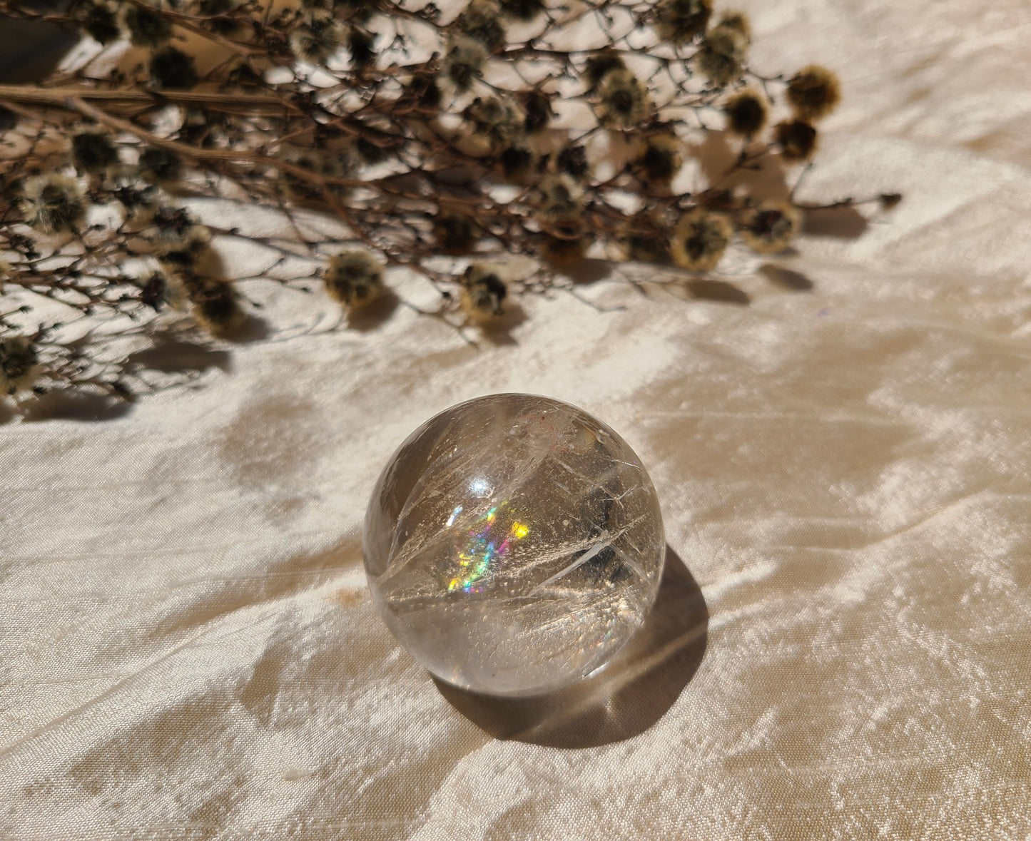 Clear Quartz Sphere with Rainbows 05 - Extra Quality