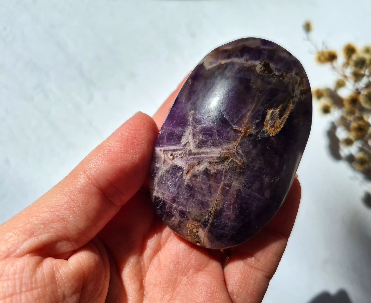 Dream Amethyst Palm Stone