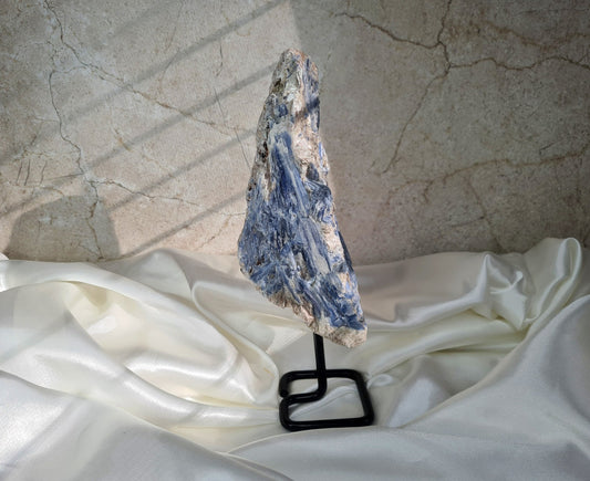 Raw Blue Kyanite Specimen on display stand 01