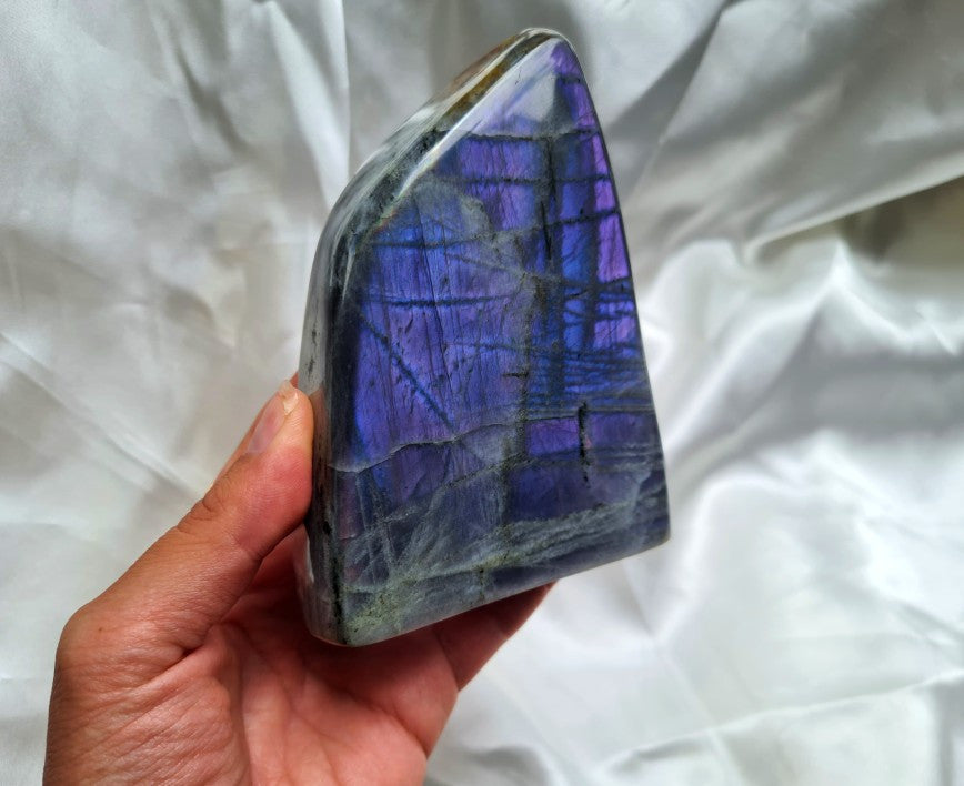 Rare Purple Flashy Labradorite standing Free Form 03