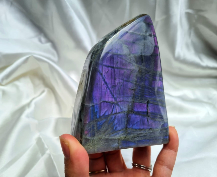 Rare Purple Flashy Labradorite standing Free Form 03