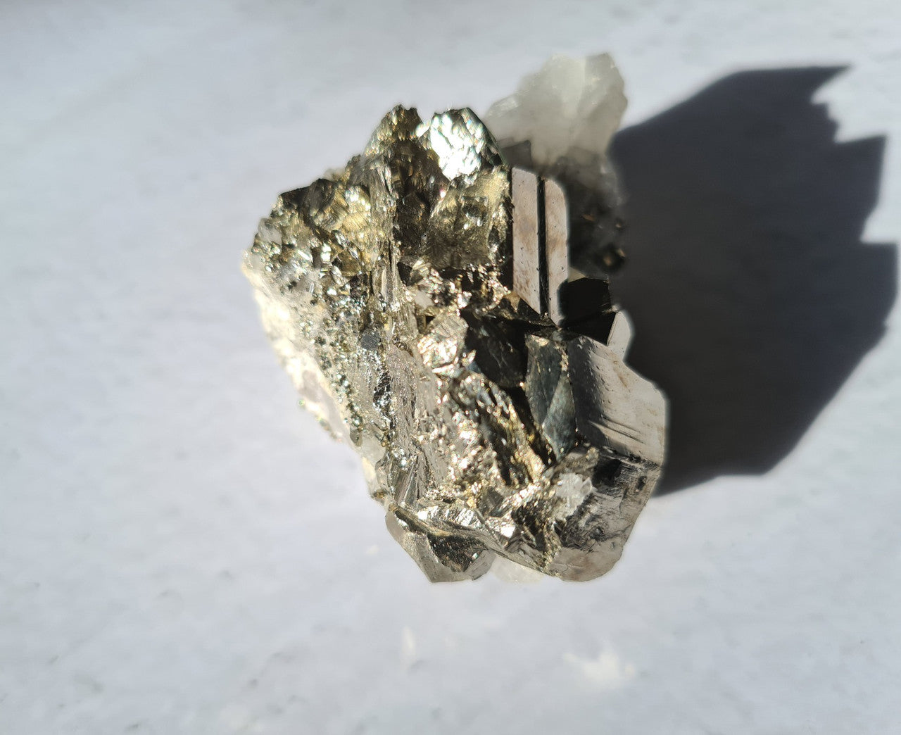 Pyrite and Clear Quartz Cluster Specimen 01