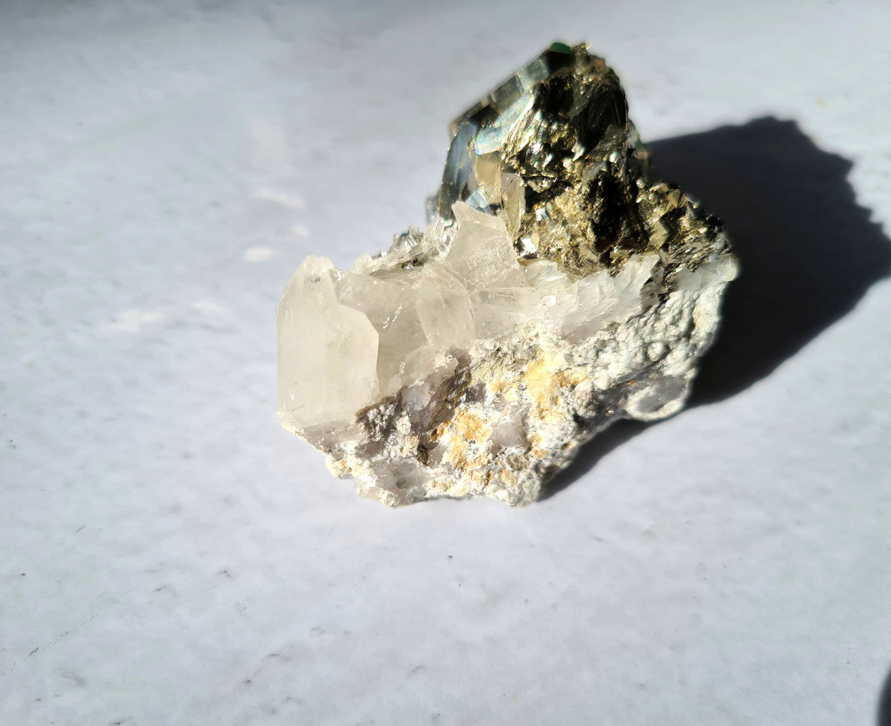 Pyrite and Clear Quartz Cluster Specimen 01