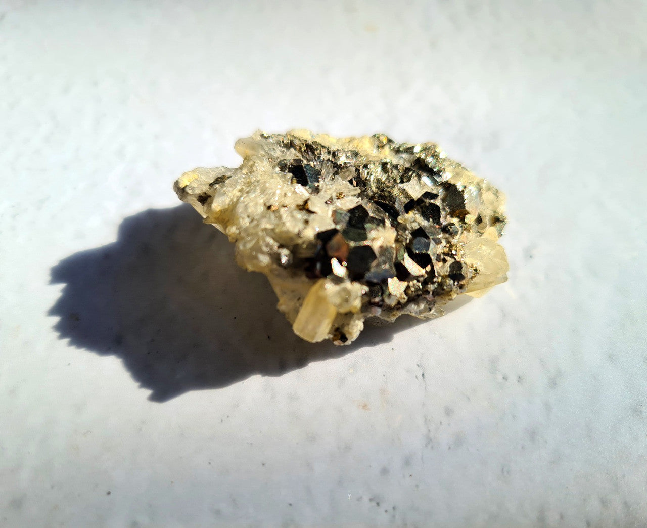 Pyrite and Clear Quartz Cluster Specimen 02