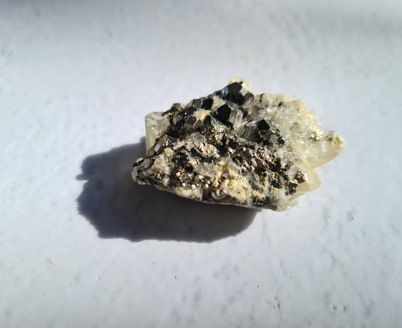 Pyrite and Clear Quartz Cluster Specimen 02