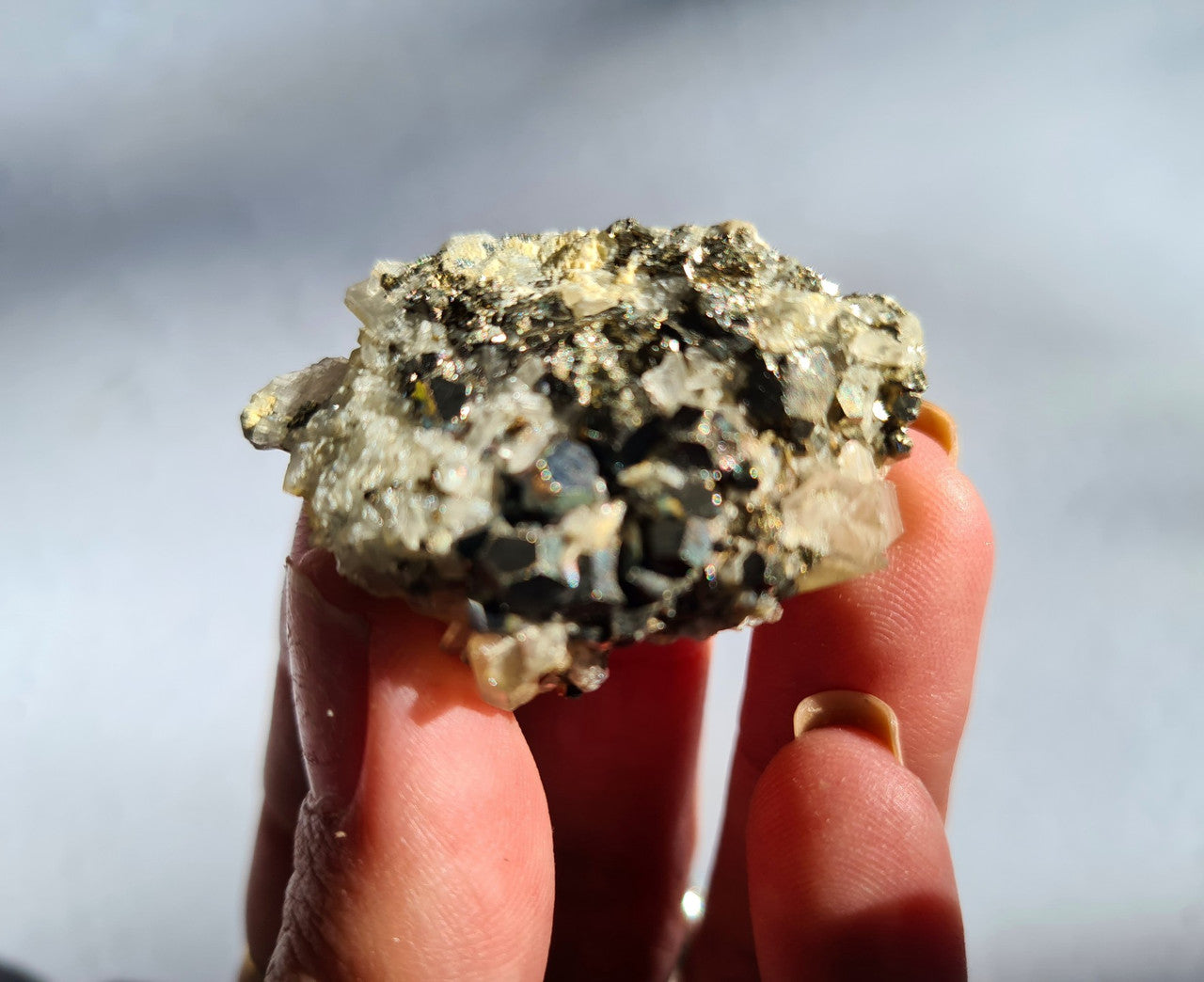 Pyrite and Clear Quartz Cluster Specimen 02