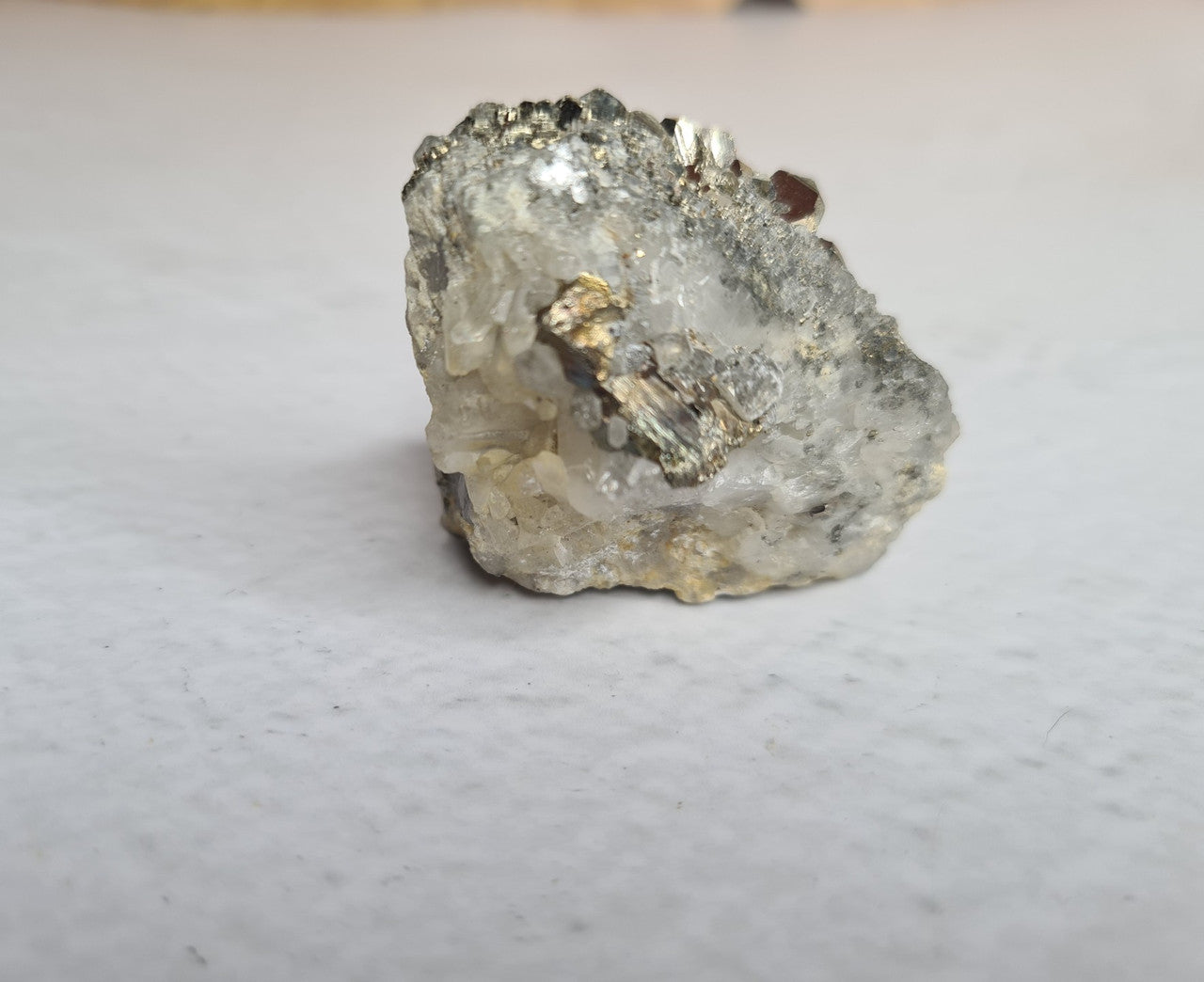 Pyrite and Clear Quartz Cluster Specimen 07