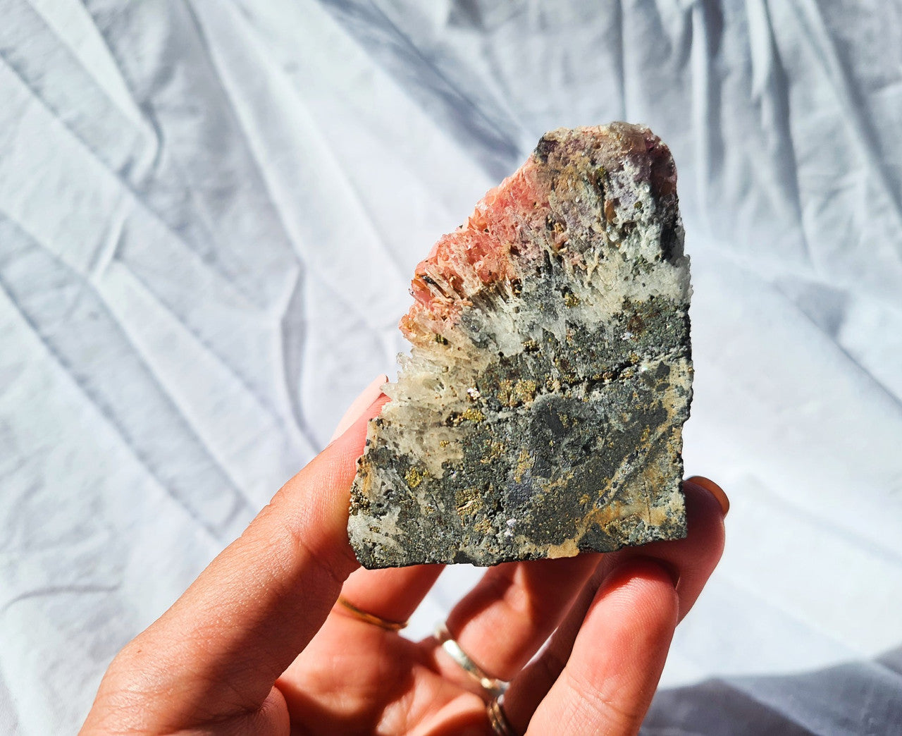 Rare Rhodochrosite, Fluorite , & Pyrite Specimen 03