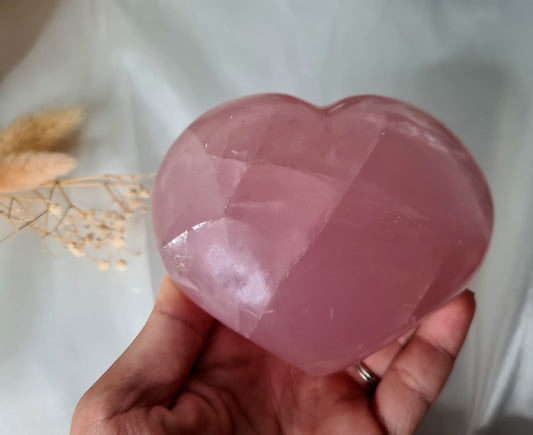 Puffy Rose Quartz Heart Large