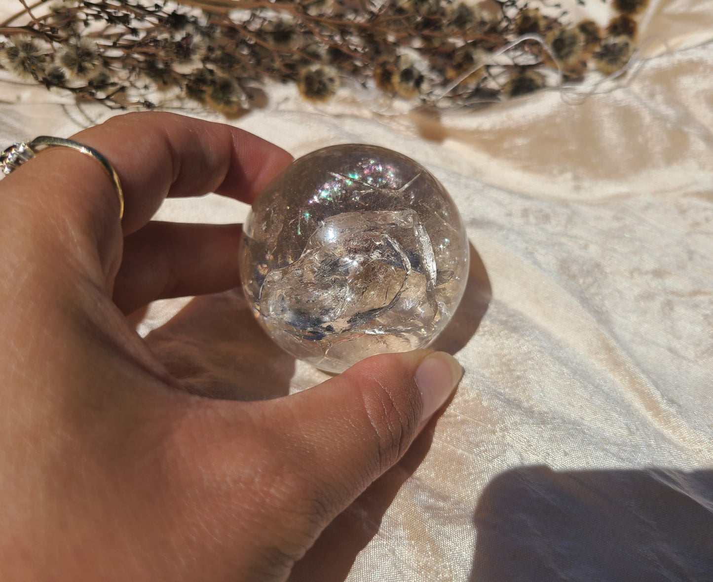 Clear Quartz Sphere with Rainbows 01 - Extra Quality