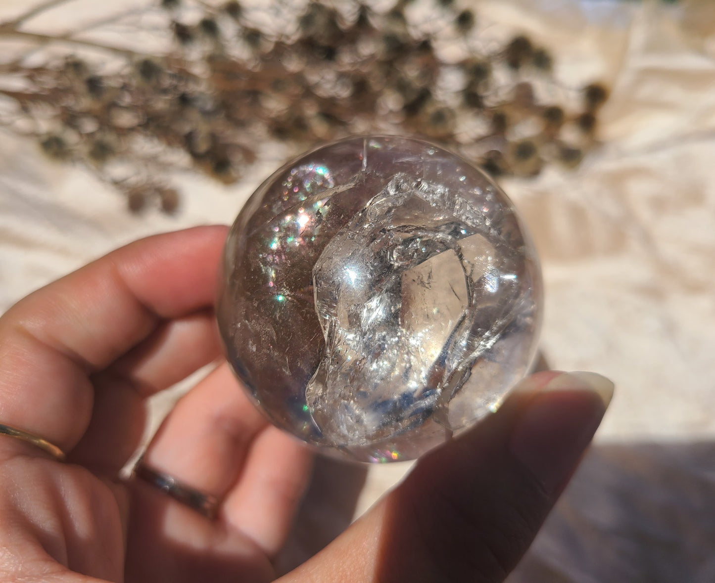 Clear Quartz Sphere with Rainbows 01 - Extra Quality